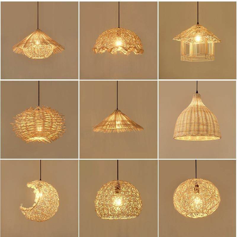 藤艺藤编吊灯中式竹编灯笼火锅店饭店民宿餐厅灯具咖啡厅草绳灯笼