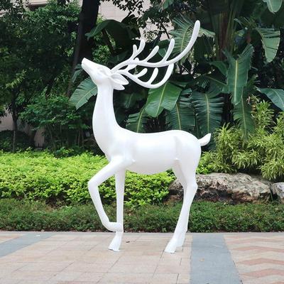 户外抽象仿铜鹿玻璃钢雕塑仿真梅花鹿售楼部园林草坪景观装饰摆件