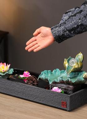 创意流水生财摆件桌面鱼缸循环水装饰客厅玄关办公室摆设开业礼品