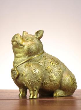 铜猪摆件 十二生肖猪 百福猪 福字猪家居店铺铜猪摆件装饰