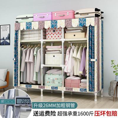 简易衣柜卧室家用出租房用结实耐用组装衣橱全钢架加粗加固布衣柜