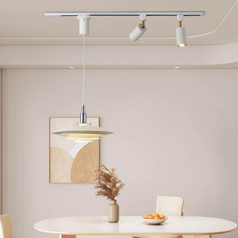 奶油风轨道吊灯北欧简约可位移咖啡厅创意吧台灯岛台飞碟餐厅灯具,家装灯饰光源,智能吊灯,淘宝优惠券,粉丝福利购,淘宝优惠卷