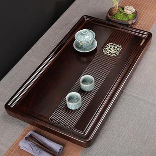 黑檀木实木茶盘家用客厅简约现代带排水整块木制电木款大小型茶台