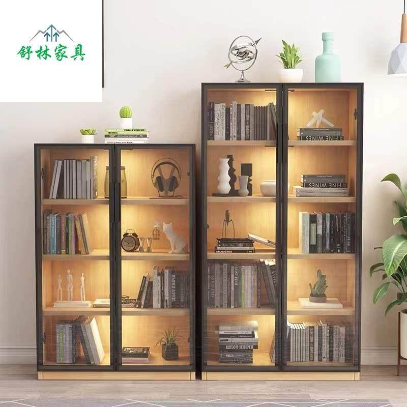 现代简约全实木书柜落地防尘书橱储物柜可调节层收纳柜带灯玻璃柜,住宅家具,儿童书柜,淘宝优惠券,粉丝福利购,淘宝优惠卷