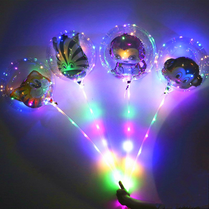 网红波波球带灯发光气球儿童卡通火爆款地推小礼品街卖摆摊