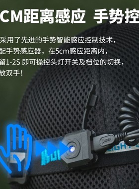 务本E7强光1800流明感应头戴灯户外钓鱼磁吸充电新手电筒登山超亮