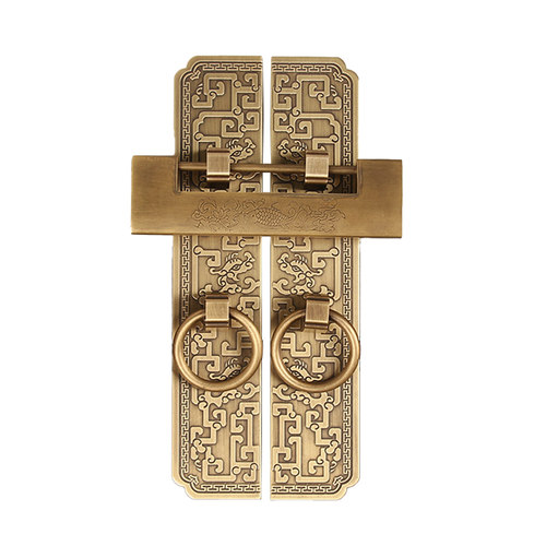 新中式仿古书柜衣柜铜拉手锁扣庭院花园木门花格门把手插销挂锁