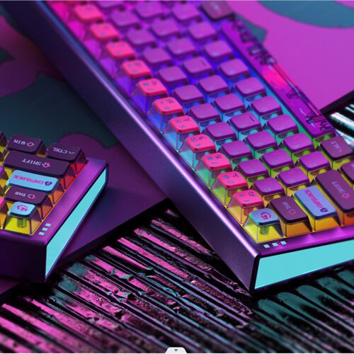 面尖文创像素宇宙五E热升华O指M高度键帽PBT侧面透光双色注塑键帽