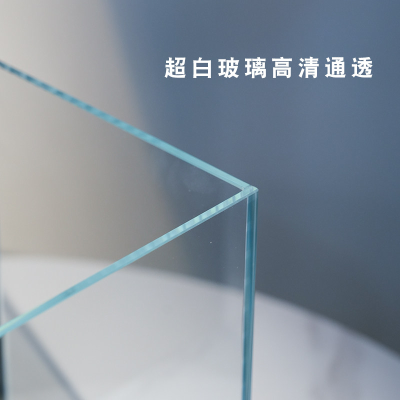 鱼超器白玻璃裸缸斗鱼缸客厅家用桌面办公室小型带灯带过滤缸套装