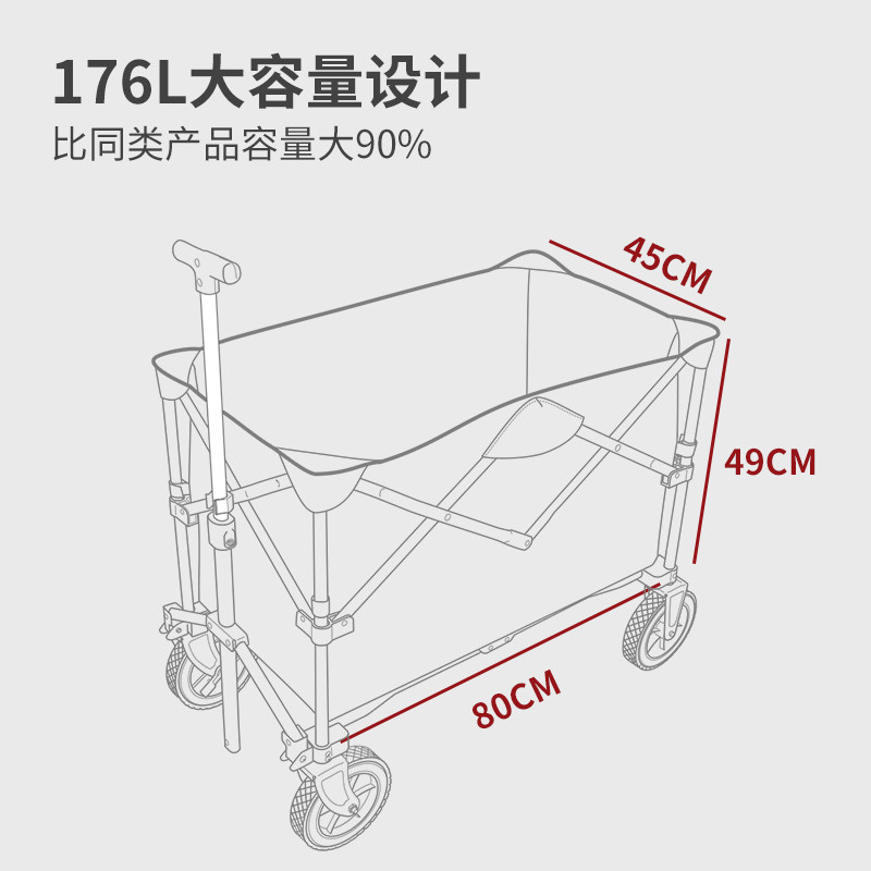 晖而莱折叠车外野餐户露营推车钓鱼小营拖车购物买菜车快递野拉车