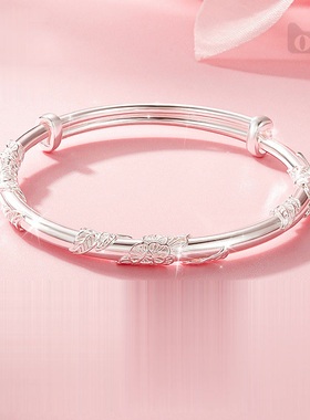 新款小众宫廷风手镯女送礼送礼盒包装可调节大小实心推拉新年礼物