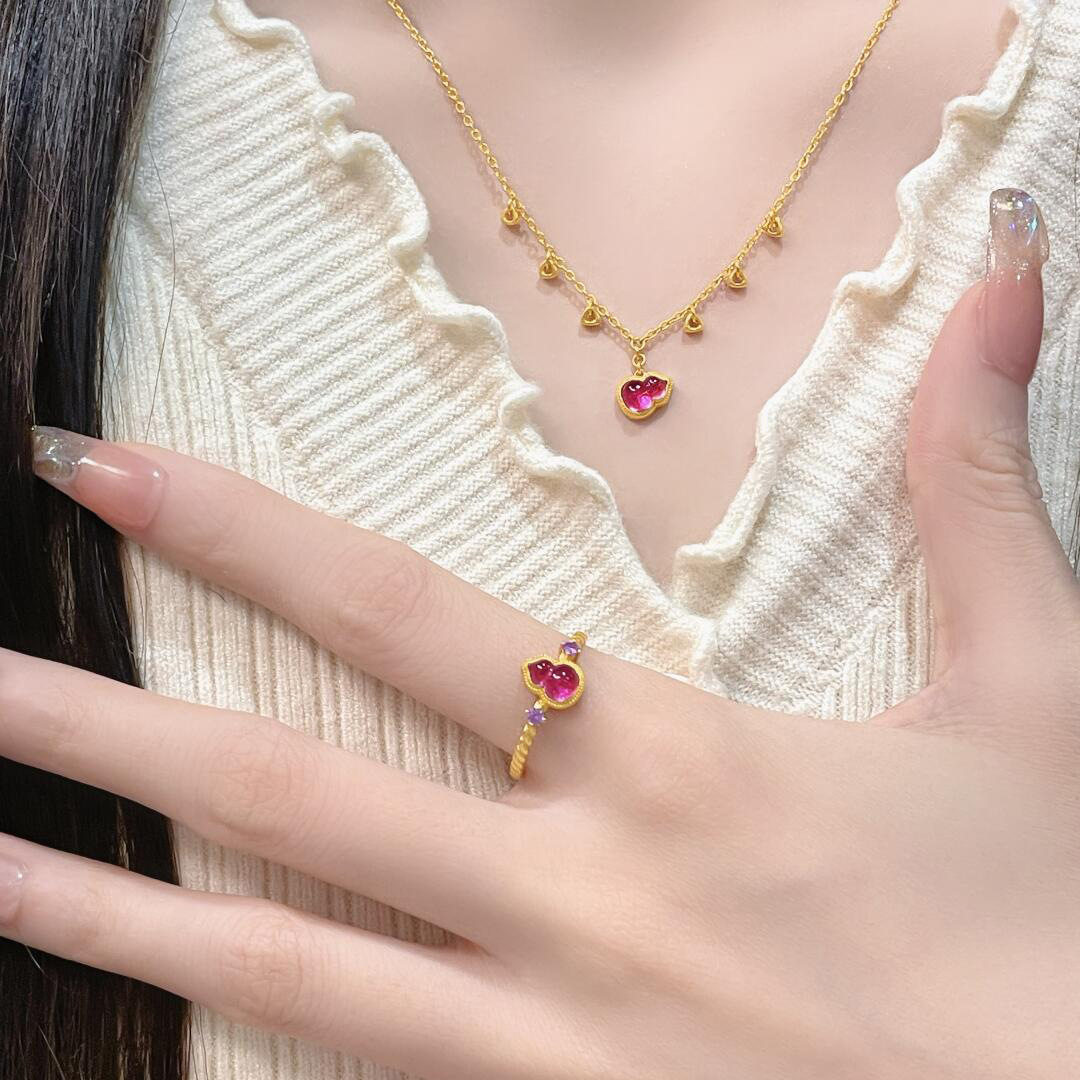 元旦节送礼 优雅贵气蛋面花朵戒指女精致个性轻奢高级感可调节