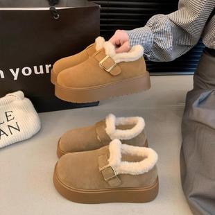 冬季 乐福鞋 厚底雪地靴女加绒保暖棉鞋 女博肯毛毛鞋 勃肯鞋 新款