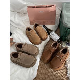 加绒复古毛毛勃肯鞋 网红防滑保暖厚底棉鞋 新款 冬季 女款