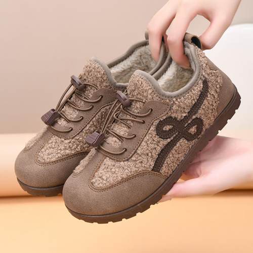 冬季加绒保暖复古德训鞋女