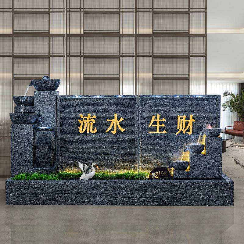 水幕墙假山流水喷泉水景酒店户外流水墙简约装饰别墅庭院摆件