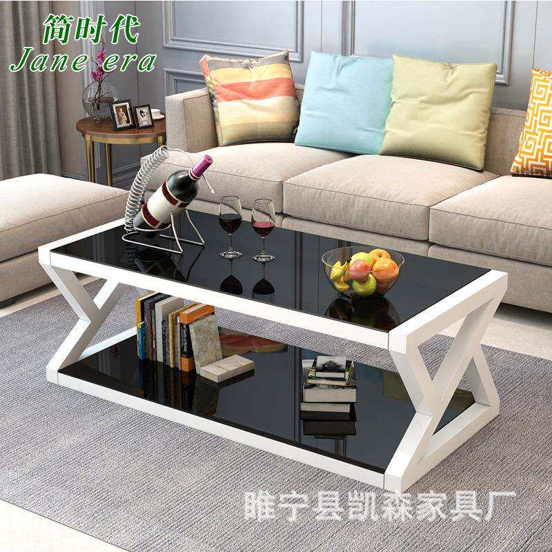 茶几简约现代钢化玻璃茶几 客厅办公室创意小户型简易 方形茶几桌