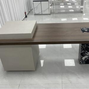 餐岛一体组合高级岩板岛台现代岩石展示餐桌岛台多功能岩板台面