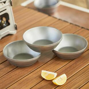 纯钛双层碗碟子隔热防烫儿童钛碗家用户外钛碗露营碗碟