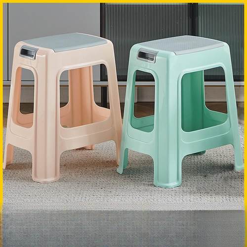 塑料凳子 加厚客厅家用时尚餐桌椅子 成人高凳时尚方凳板凳何之章