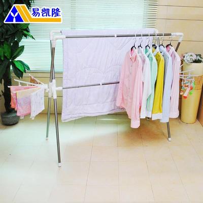 易凯隆X型晾衣架 落地伸缩式 不锈钢双杆嗮被架 室内外折叠晒衣架