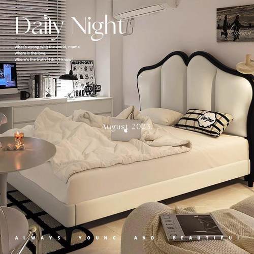 实木现代背板软包床头板单买新款风奶油风床头靠背蝴蝶简约靠背板