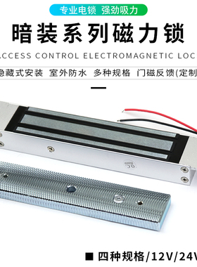 暗装磁力锁180kg/280kg/320kg嵌入式12v/24v小区广告门门禁电磁锁