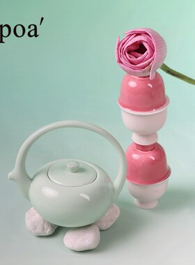 浦poa荷风细雨中式下午茶具套组高档礼盒送礼荷叶盘宋词杯