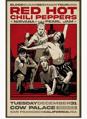 装饰有框画挂墙壁画摇滚乐队明星红辣椒放克专辑封面酒吧RHCP