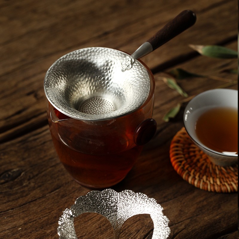 梵悦 黑檀柄纯锡茶漏泡茶过滤器 功夫茶具配件茶壶公杯茶叶过滤网