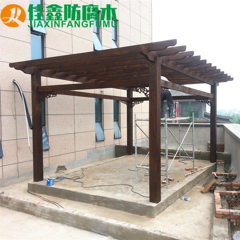 防腐木木萄架庭院化质阳光棚碳化葡廊架花园钢木玻璃车雨棚木架子