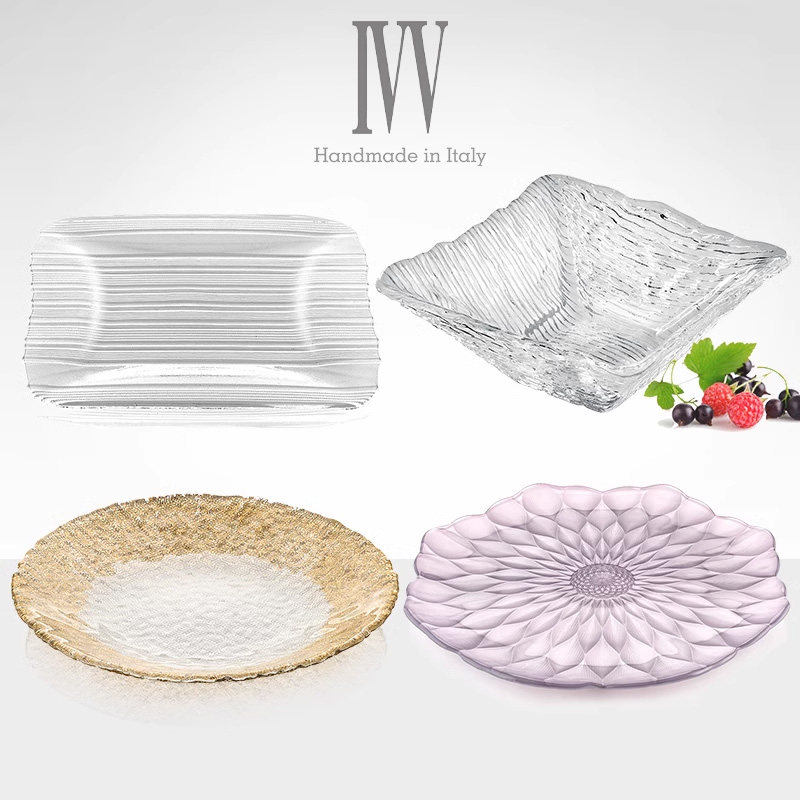 意大利IVV进口玻甜水果璃沙拉碗透明西式餐具日料寿司盘盘品盘