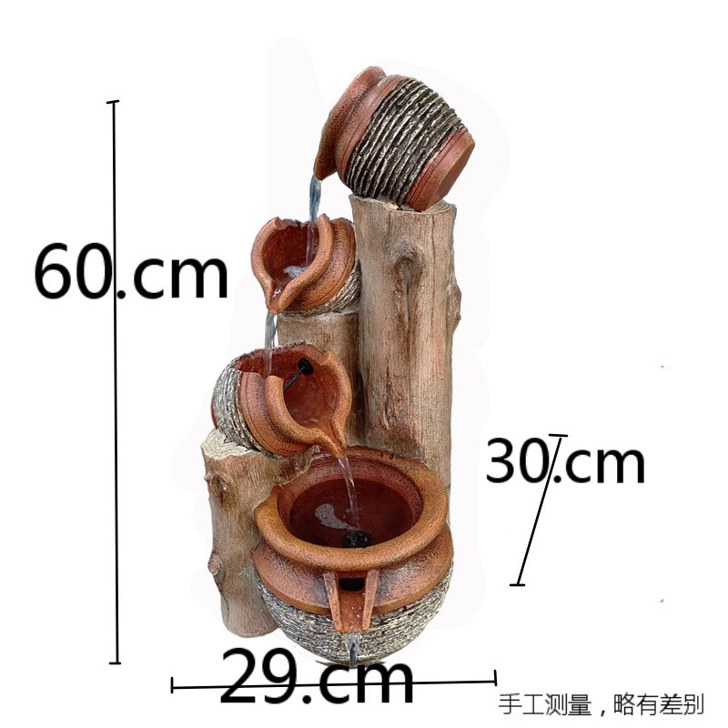 树桩陶罐流水家居庭院阳台鱼缸增氧鱼池水循环装饰造景落地摆件