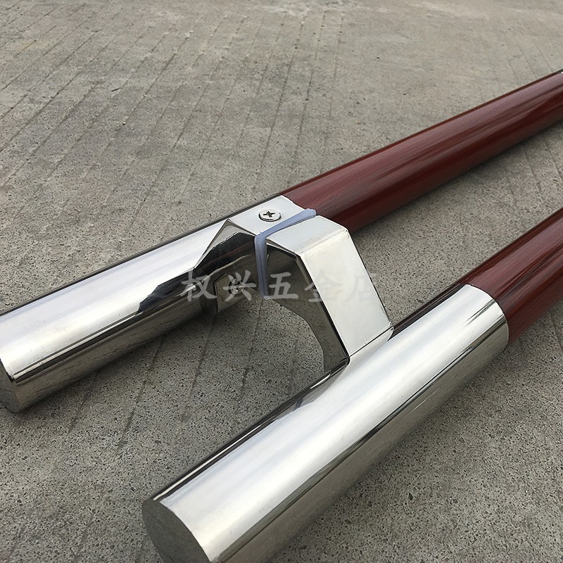 不锈中马蹄脚拉手钢木纹烤漆双开门拐脚拉手铝合金有框门侧装拉手