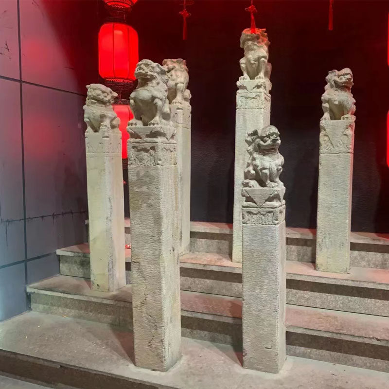 拴马桩狮子貔貅青石仿古石雕拴马石柱麒麟四神兽十二生肖庭院造景