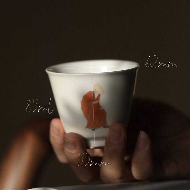 无相红衣罗汉铜边吾杯茶杯主人杯个人单杯陶瓷功夫茶具杯子