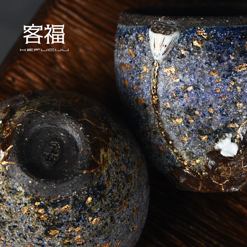 客福岩矿世家高越全手工莲花茶杯陶瓷功夫茶个人杯普洱老岩泥单杯