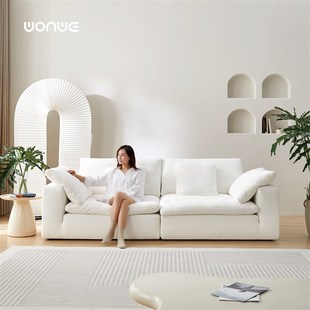玩位 cloud云沙发白色奶油风模块组合布艺沙发侘寂风亚麻可拆洗
