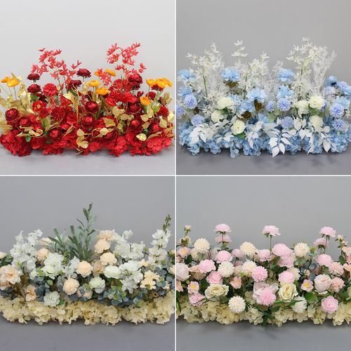 新款婚庆地排花t台装饰低矮花排路引花婚礼舞台背景装饰假花仿真