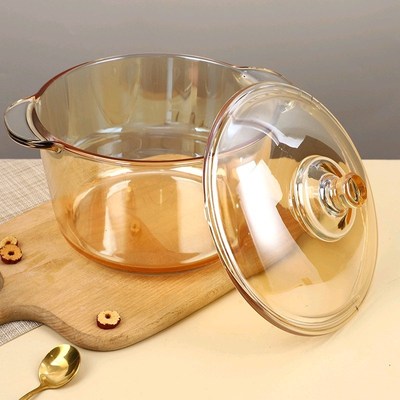 全钢化茶色玻璃煲汤碗带盖微波烤箱可用大小号创意超大沙拉玻璃碗