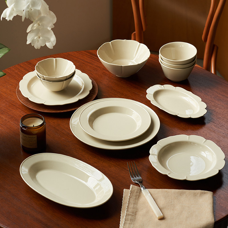 法式复古碗盘套装家用餐具碗具碗碟碗筷组合盘子碗乔迁新居2人用