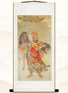 项羽画像挂图 西楚霸王古代人物装饰画 中式复古丝绸卷轴挂画定制