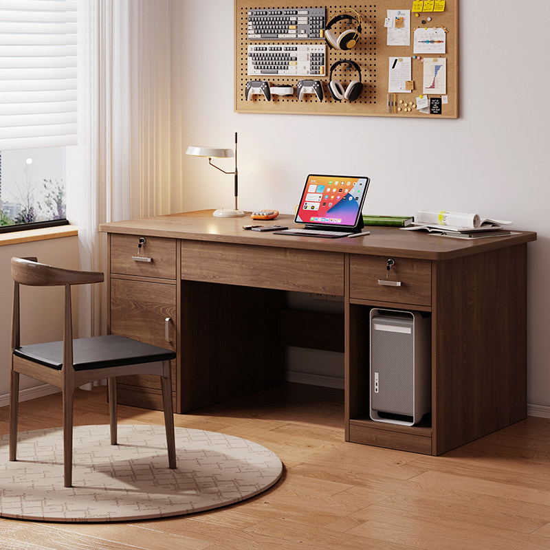 电脑台式桌卧室家用实木桌简易长方形办公桌简约现代学生学习书桌