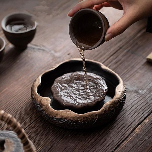 壶承盘茶承干泡台干泡茶盘茶托底座复古侘寂粗陶茶壶垫储水式茶台