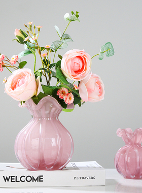 现代简约琉璃小花瓶摆件客厅样板间玄关别墅酒店餐桌插花花器装饰