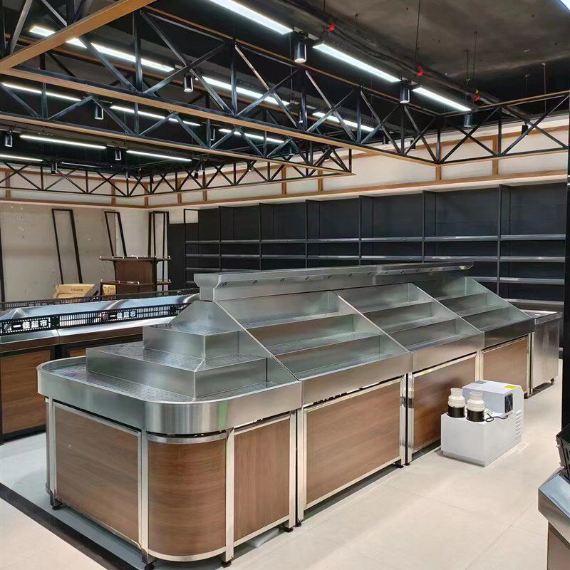 超市不绣钢蔬菜货架果蔬展示生鲜水果叶菜喷雾保鲜陈列菜架