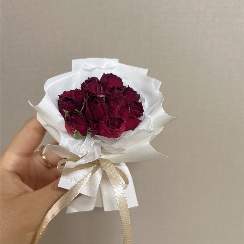 车载迷你干花定制深红色玫瑰车载干花花束