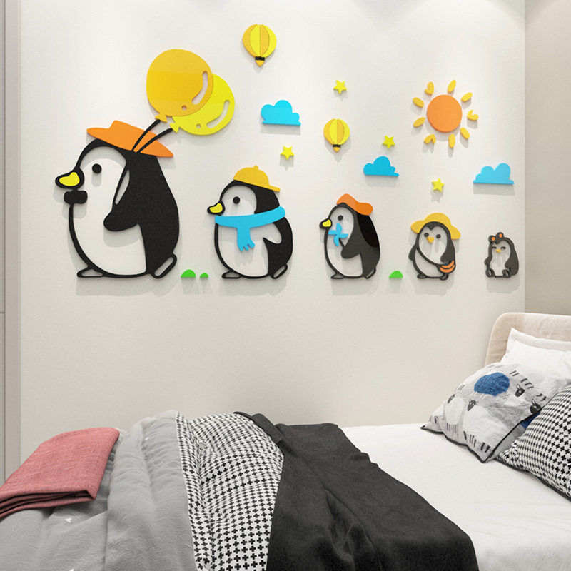 创意可爱卡通贴纸男孩女孩卧室床头贴画创意儿童房间布置装饰墙贴,家居饰品,软装墙贴,淘宝优惠券,粉丝福利购,淘宝优惠卷