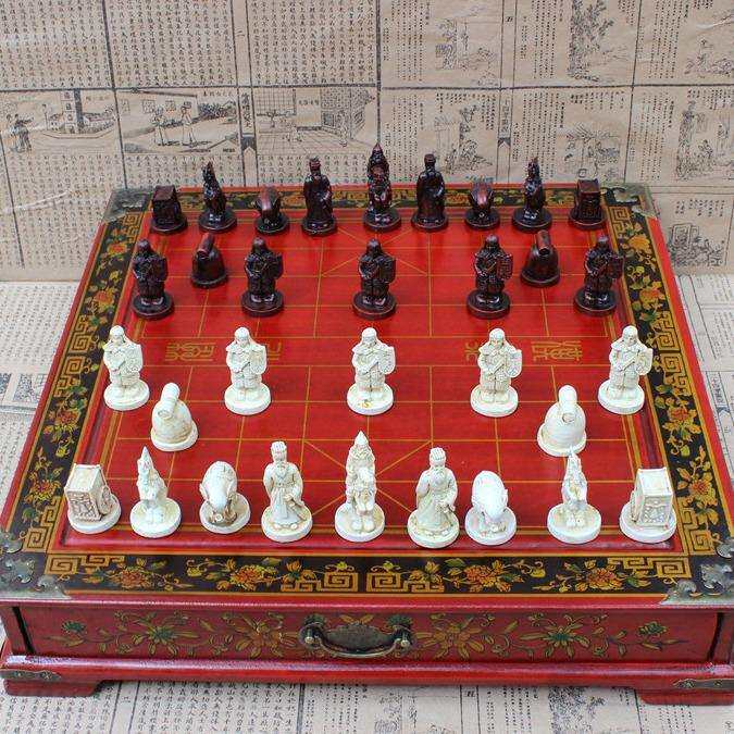 复古中国象棋立体棋子台式棋盘兵马俑象棋创意中国象棋大号棋盘