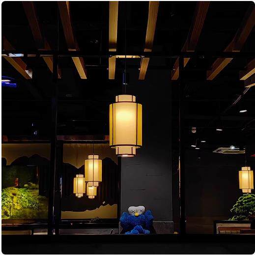 火锅店吊灯带射灯中国风复古禅意茶室饭店大堂卡座日式餐厅吧台灯